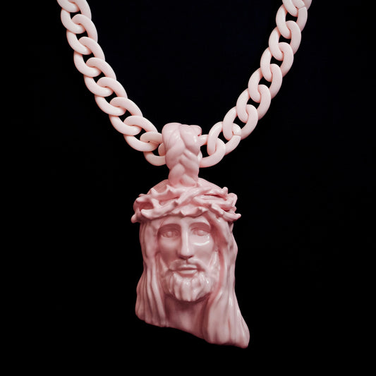 Pink Jesus piece pendant