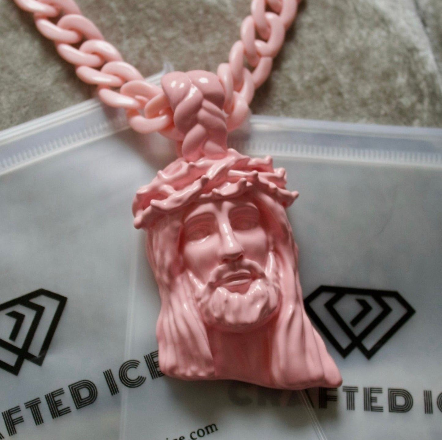 Pink Jesus piece pendant