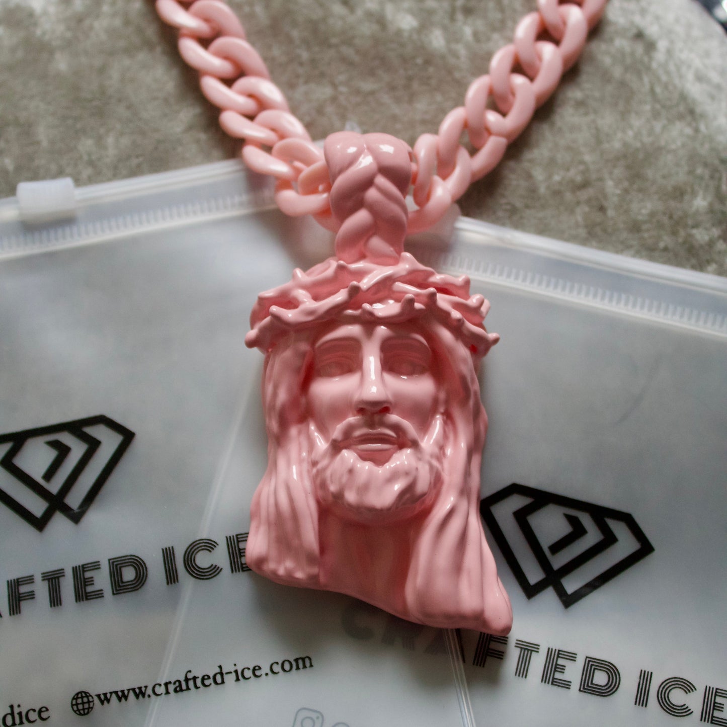 Pink Jesus piece pendant